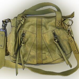 Fossil Beautiful Lime Green Leather 2 Way Crossbody Double Handle Shoulder Bag